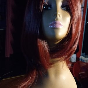 Maroon synthetic wig